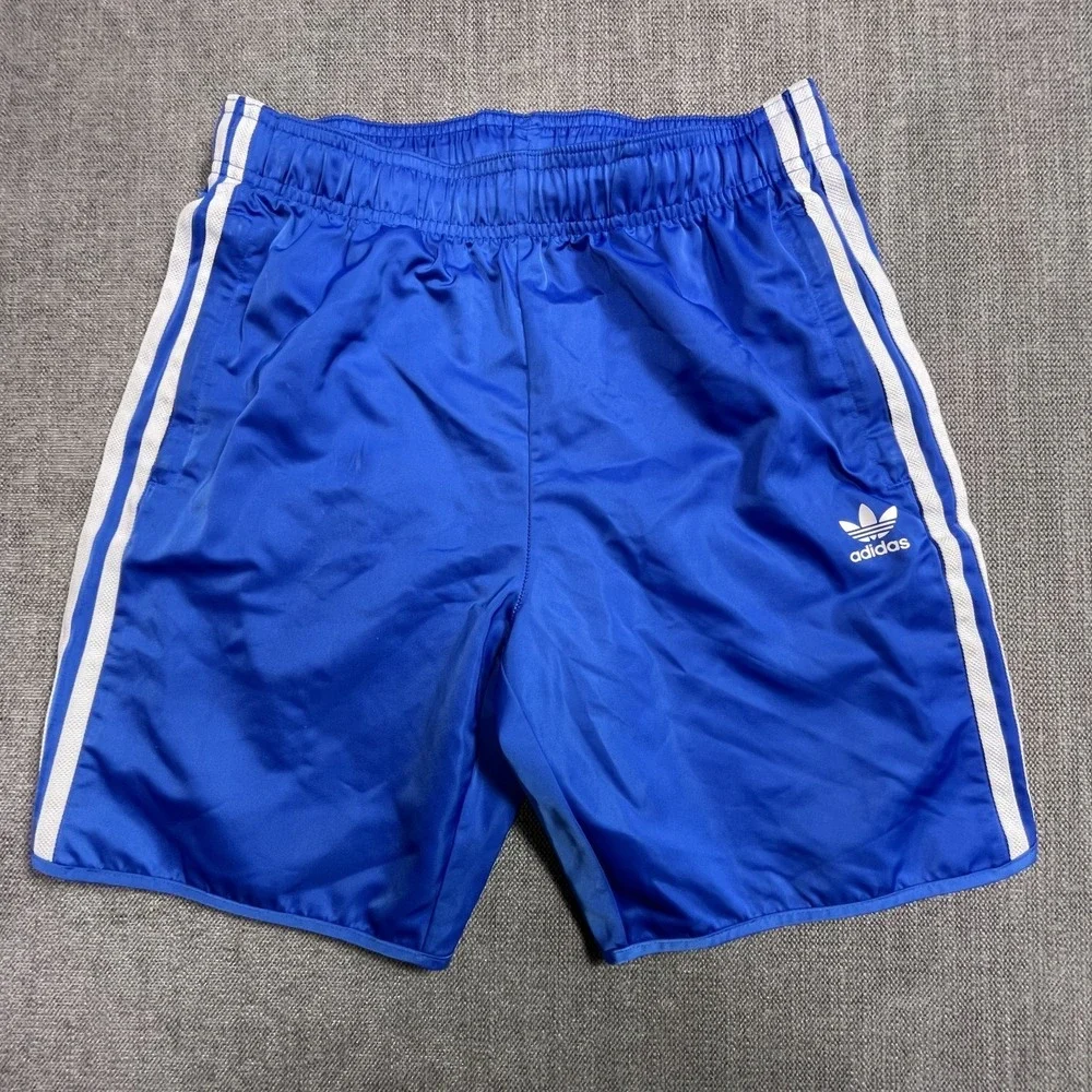 Adidas Basketball Shorts Boys 13-14Y L Blue Elastic Waist Athletic Activewear